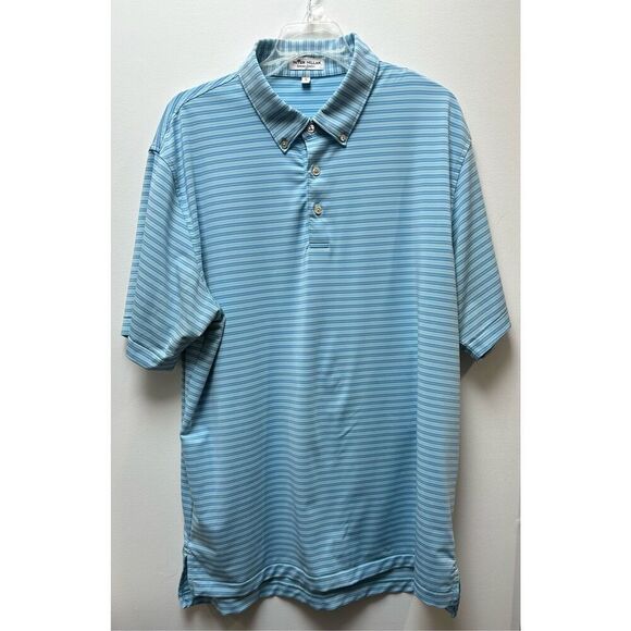 Peter Millar Summer Comfort men’s blue striped golf polo shirt size L #28-1791 - Picture 1 of 6